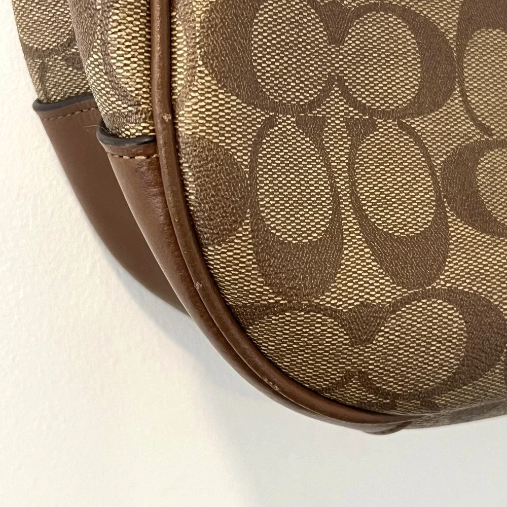 Coach Signature Zip Shoulder Bag Brown Coated Canvas Leather Trim  F29209 - Picture 10 of 16